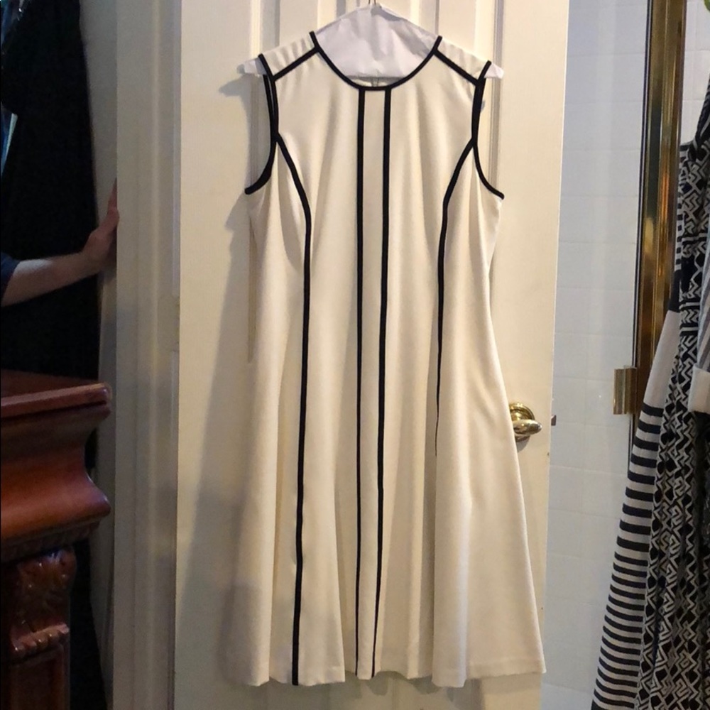 Calvin Klein white with black pinstripes